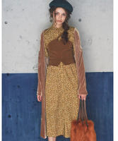 【予約】バンドカラー小花柄ワンピース