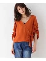 【WEB/新宿ルミネエスト店限定】カシュクール袖フリルブラウス/カーキ(027)