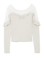 シースルーブロッキングニットプルオーバー/WHT