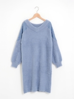 レース付フェザーワンピース/ブラック