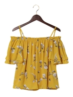 花柄ＪＺオフショル/ＴＯＰＳ/マスタード