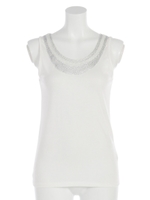 衿ぐりキラモチーフタンク/ブラック