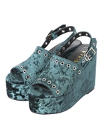 アイレットベロアウェッジサンダル/GRN