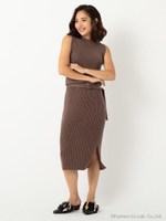 ベルトブラウジングニットワンピース/マスタード