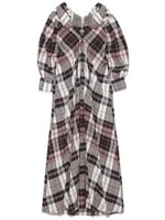 チェックシャツロングワンピース/BLK