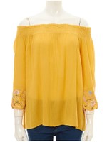 刺繍スリーブオフショルブラウス/ホワイト