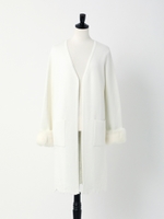 裾刺繍袖ファーロングカーデ/ホワイト