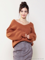 2WAY畔編みニットトップス/モカ