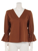 Vネックキャンディースリーブカットソー/ネイビー