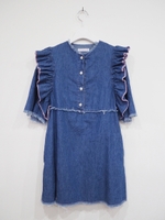 ruffle denim dress/INDIGO