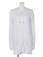 スムースK無地ロングパーカー/シロ