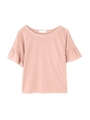ビジュー付ギャザースリーブフライスカットソー/ピンク(090)