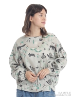 秋の庭園プリントブラウス/ベージュ