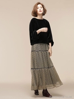 レトロプリントシフォンスカート/ブラウン