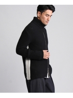 【Atelier line】ジップアップニット/ブラック(019)