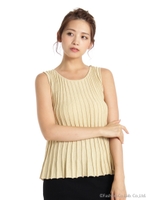 バックシャンプリーツニット/ベージュ