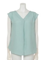 バックチェーンVネックブラウス/モカ