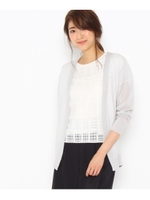〔洗える〕ファブリック切替カーディガン/ライトグレー(011)