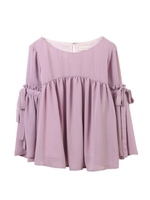 【ブラウス】袖リボンフレアブラウス/オフホワイト