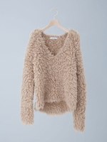 BAILA11月号掲載/Vネックロングシャギープルオーバー【nano・LIBRARY】/ブラック