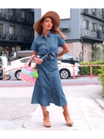 【anap mimpi】デニムセンターオープンシャツワンピース/ライトブルー(038)