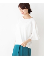 袖プリーツ異素材プルオーバー/オフホワイト(003)