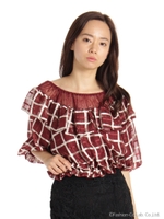 オフショルブラウス/レッド