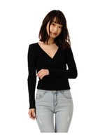 カシュクールリブトップス/BLACK