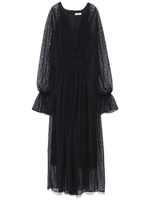 シャーリングレースワンピース/BLK
