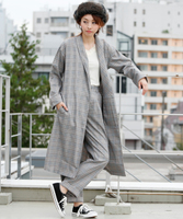 チェック柄ロングガウン