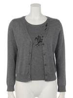 ビーズ刺繍半袖アンサンブル(カーデ+半袖ニット)/グレー