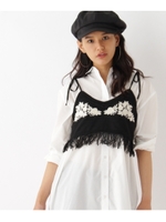 フラワー刺繍ニットビスチェ/ピンク(072)