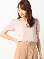 レース袖ブラウス/ピンク