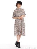 花柄プチハイネックワンピース/オフホワイト