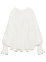 袖口シャーリングラグランブラウス/NVY