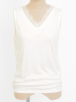 Vネックレースタンクトップ/オフ