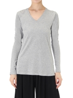 【AZUL by moussy】オーガニックコットン天竺 Vネック長袖プルオーバー [MOOK掲載]  97069/T.GRY