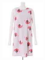 オリジナルビッグフラワーノースリーブワンピース/グレージュ