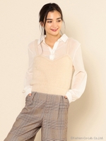 ニットビスチェドッキングブラウス/ピンク