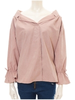 バックリボンピーチスキンブラウス/ダスティーピンク