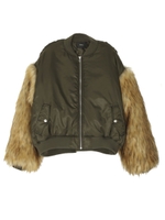 フェイクファースリーブブルゾン/BLK