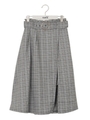 ベルト付ラップフレアスカート/グレーウインドペン