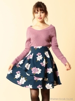 グラデーションフラワー風スカート/オフホワイト