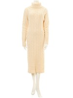 ケーブルニットロングワンピース/ホワイト