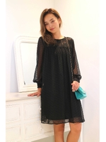 ドットシフォンＡラインワンピース/PU(090)