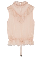 楊流シフォントップス/BLK