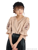 スェード肩あきプルオーバー/キャメル