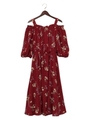 花柄オフショル/ワンピース/ボルドー/A