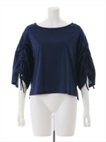 ドロストスリーブシルケットカットソー/ボルドー