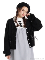 ボリュームスリーブポケットスピンドルカーデ/ピンク